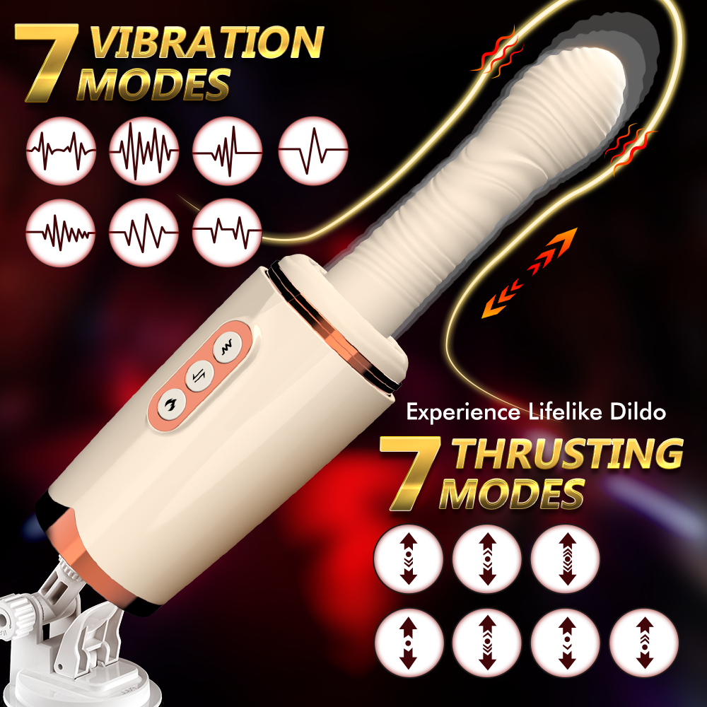 Smart Thrusting & Vibrating Dildo | 7 Vibration Modes · 7 Thrusting Modes · Adjustable Stand
