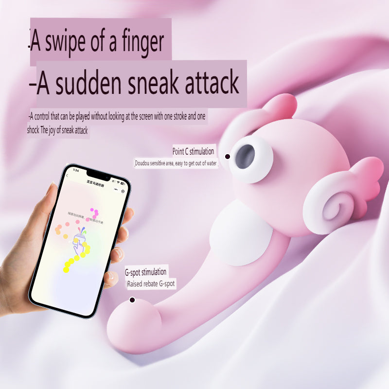 Seahorse Bliss: App-Controlled G-Spot & Clit Vibrator with Suction - Pink, Waterproof Remote Toy