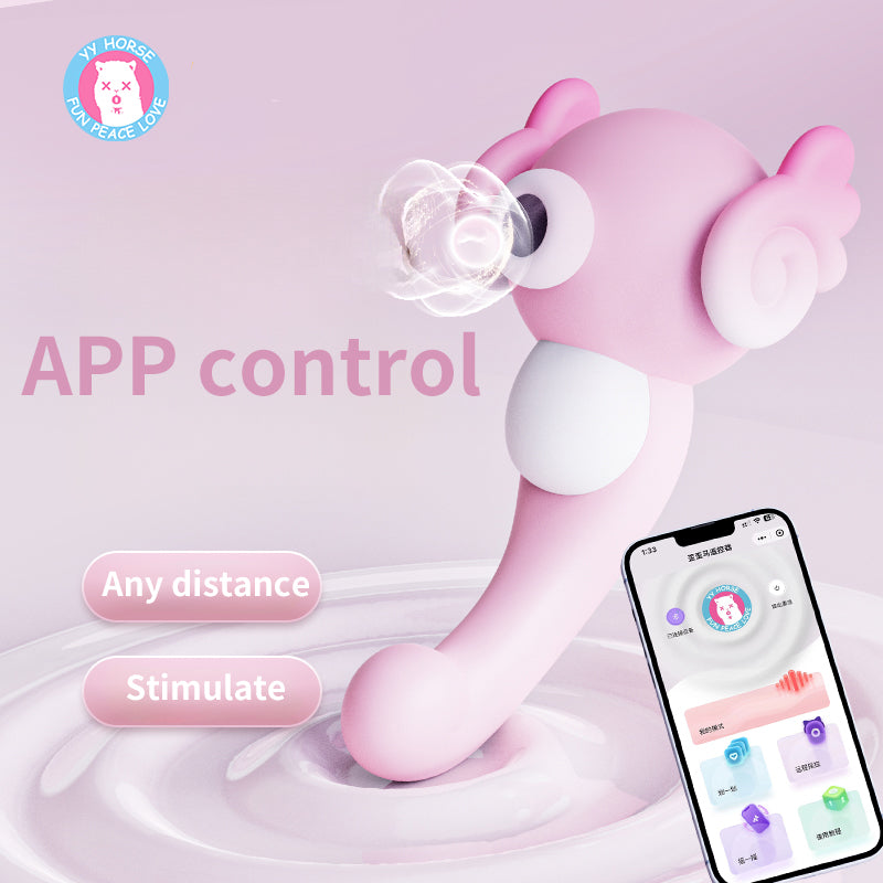 Seahorse Bliss: App-Controlled G-Spot & Clit Vibrator with Suction - Pink, Waterproof Remote Toy