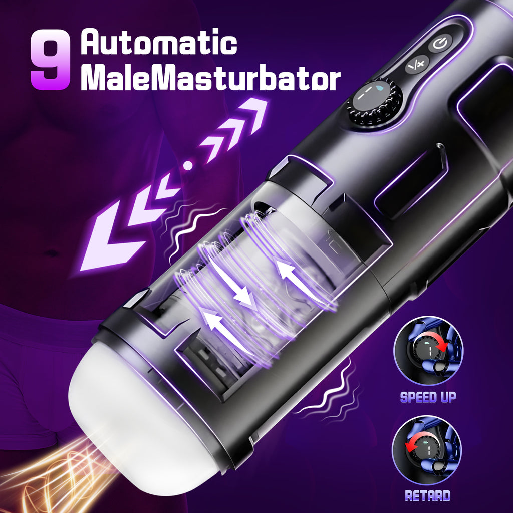 Automatic Male Masturbator Cup with 5 Thrusting Modes, 9 Vibration Levels, and 9 Rotation Speeds - USB Rechargeable Adult Sex Toy for Men