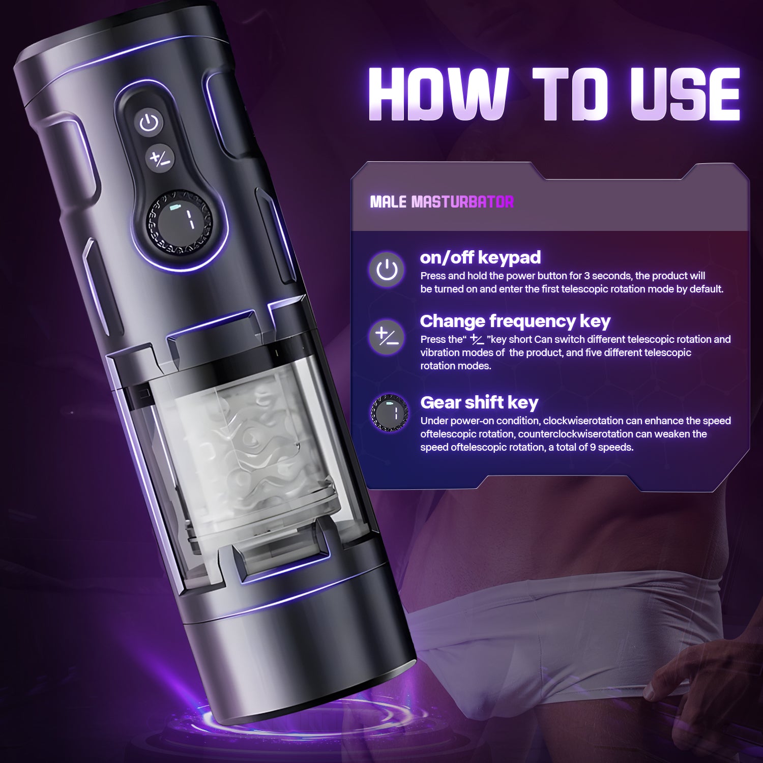 Automatic Male Masturbator Cup with 5 Thrusting Modes, 9 Vibration Levels, and 9 Rotation Speeds - USB Rechargeable Adult Sex Toy for Men